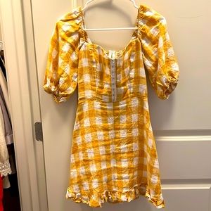 Reformation yellow mini dress; size 0